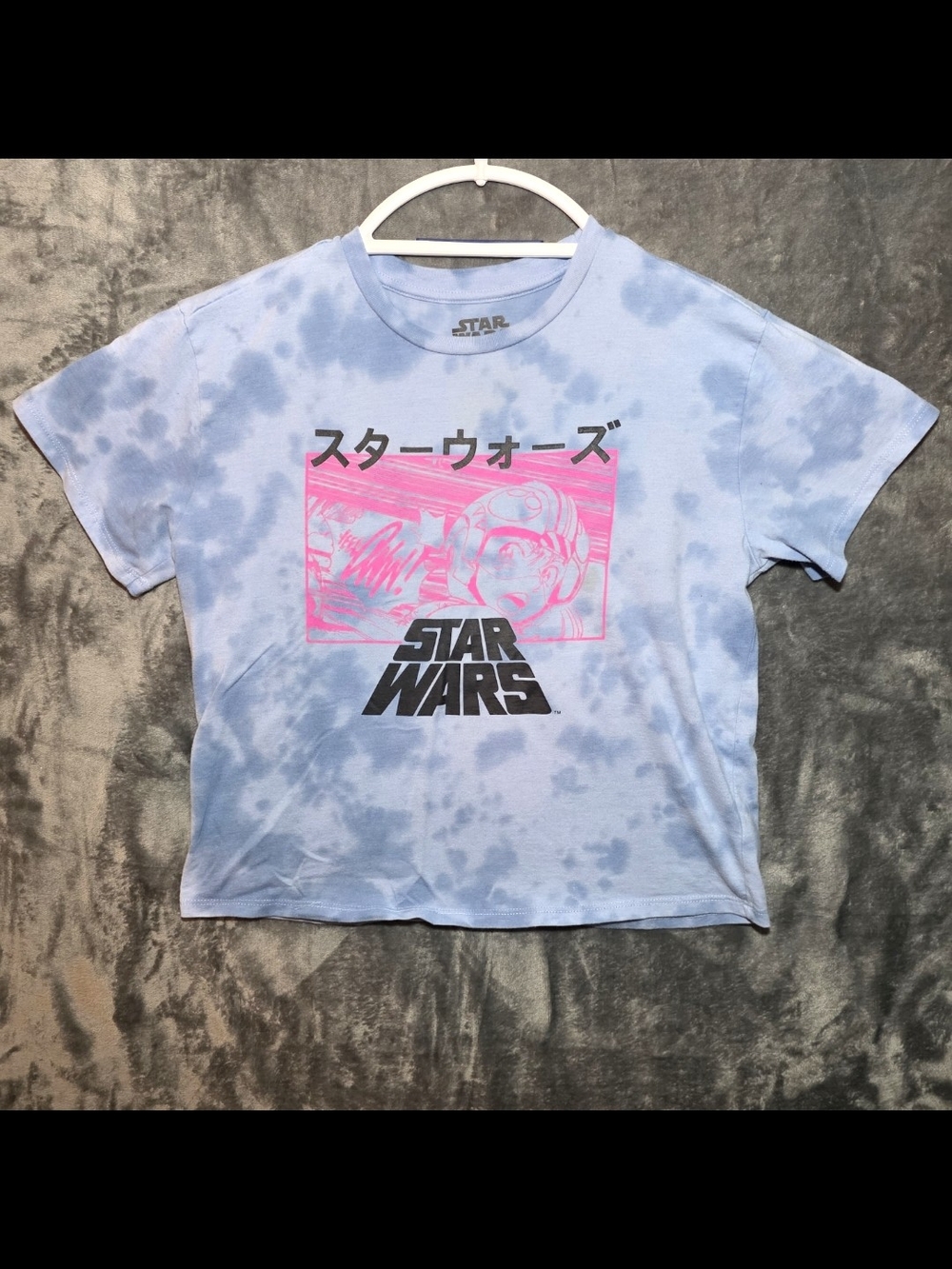 MAD Engine Star Wars Kids Light Blue Tie-Dye Tee with Pink Graphic